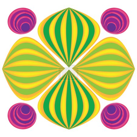 decorative 3d ornament; psychedelic design with spheres and stripes