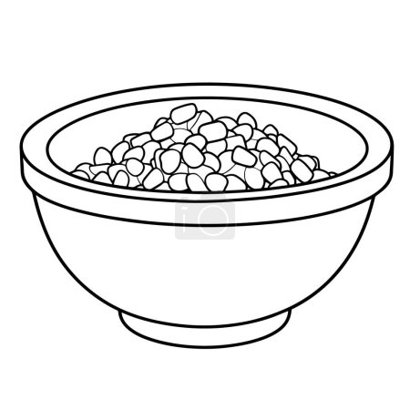 Vector illustration of beans in a bowl outline icon, perfect for culinary graphics.