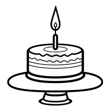 Photo for Vector illustration of a delightful birthday cake outline icon, perfect for party themes. - Royalty Free Image