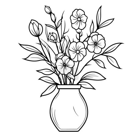 Photo for Vector illustration of a sophisticated botanical outline icon, perfect for floral projects. - Royalty Free Image