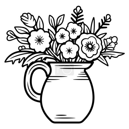 Photo for Vector illustration of a minimalist flower vase outline icon, ideal for floral arrangements. - Royalty Free Image
