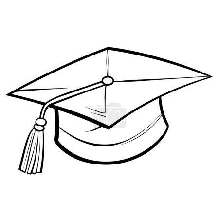 Photo for Vector illustration of a minimalist graduation cap outline icon, perfect for educational themes. - Royalty Free Image