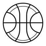 Vector illustration of a minimalist basketball outline icon.