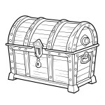 Vector illustration of a minimalist empty treasure chest outline icon, perfect for adventure themes.