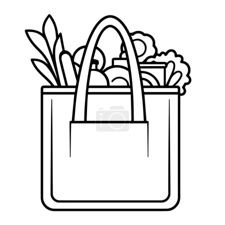 Photo for Vector illustration of a minimalist eco bag with product outline icon, perfect for green initiatives. - Royalty Free Image
