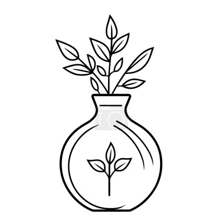 Téléchargez les illustrations : Illustration vectorielle d'une icône minimaliste de contour d'ornement floral, parfaite pour les ornements. - en licence libre de droit
