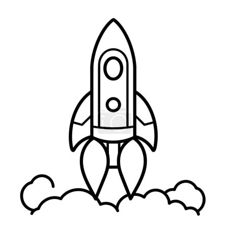 Photo for Vector illustration of a minimalist rocket outline icon, perfect for aerospace. - Royalty Free Image