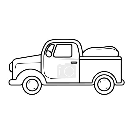 Vector illustration of a minimalist pickup truck outline icon, ideal for automotive projects.