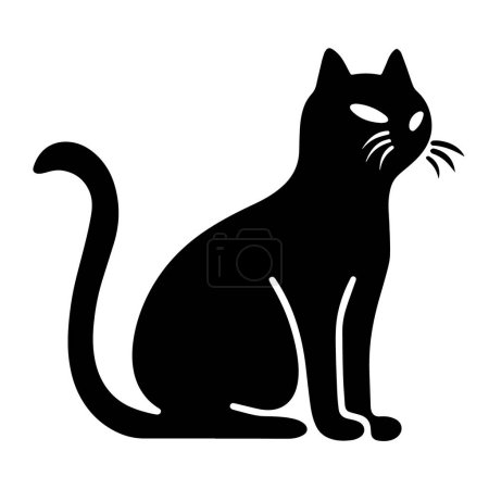 Photo for Vector illustration of a black cat silhouette outline icon, ideal for spooky projects. - Royalty Free Image
