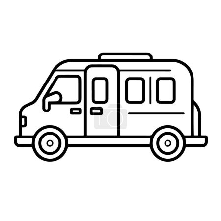 Ilustración vectorial de un icono de esquema de ambulancia, perfecto para proyectos médicos.