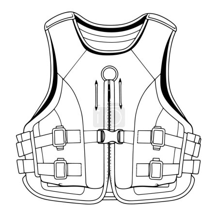 Minimalist life jacket icon in vector format.