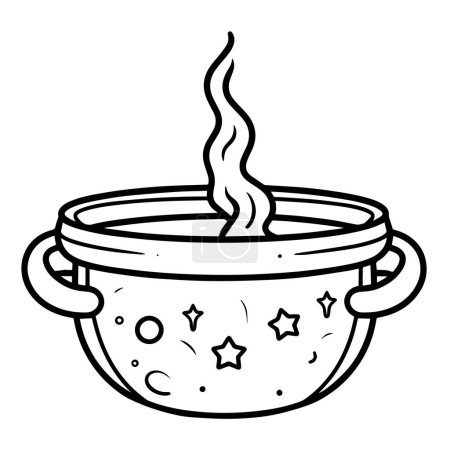 Vector outline of a mysterious magic cauldron icon.