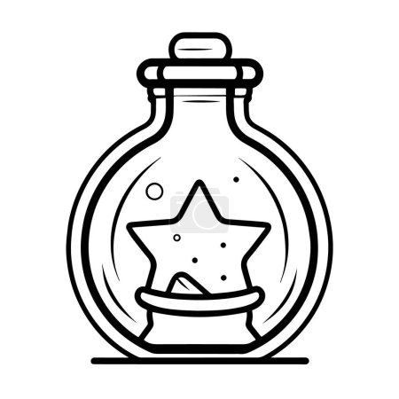 Vector outline depicting a mystical magic potion icon.