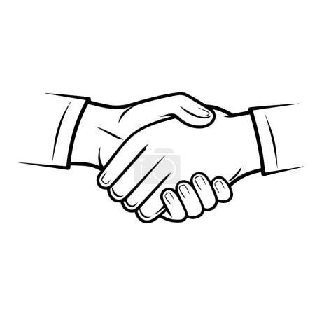Minimalist vector depiction of friends handshake outline, perfect for unity graphics.