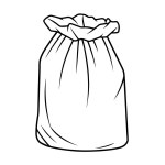 Minimalist vector depiction of a garbage bag outline, ideal for cleaning graphics.