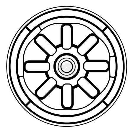 Sleek boat steering wheel icon vector, ideal for marine-themed projects. Clean lines.
