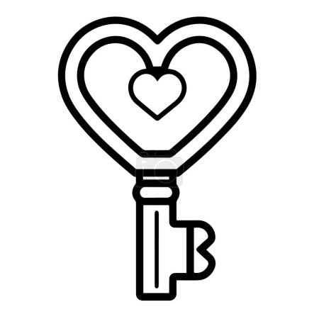Schlanke Liebe Schlüsselsymbol Vektor, perfekt für Valentinstag Projekte. Schalte dein Herz frei.