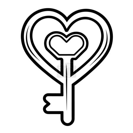 Vecteur d'icône de clé d'amour élégant, parfait pour les projets de Saint-Valentin. Ouvrez votre c?ur.