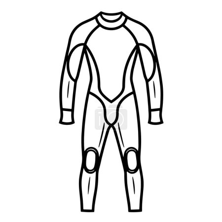 Vector illustration featuring an outline icon of a durable diving wetsuit.
