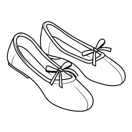 Téléchargez les illustrations : Illustration vectorielle avec une icône de contour de chaussures de ballet élégantes. - en licence libre de droit