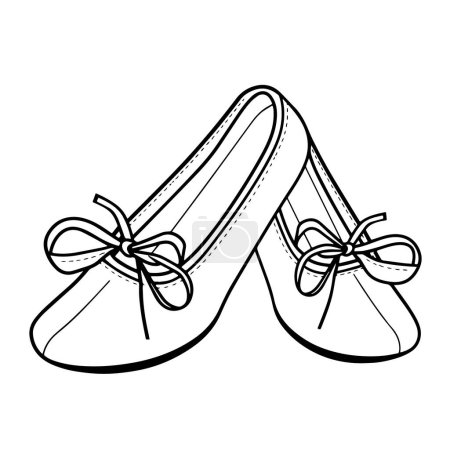 Téléchargez les illustrations : Illustration vectorielle avec une icône de contour de chaussures de ballet élégantes. - en licence libre de droit
