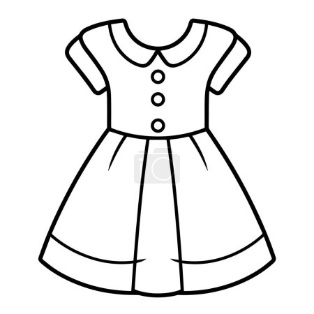 Illustration for Vector illustration featuring an outline icon of a cute children's dress. - Royalty Free Image