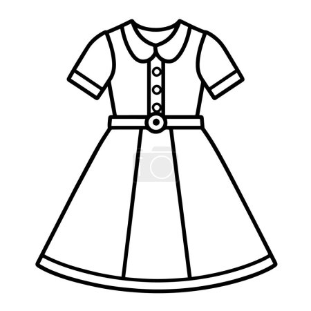 Illustration for Vector illustration featuring an outline icon of a cute children's dress. - Royalty Free Image