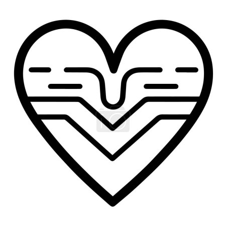 Ilustración vectorial con un icono del contorno de un latido cardíaco rítmico.