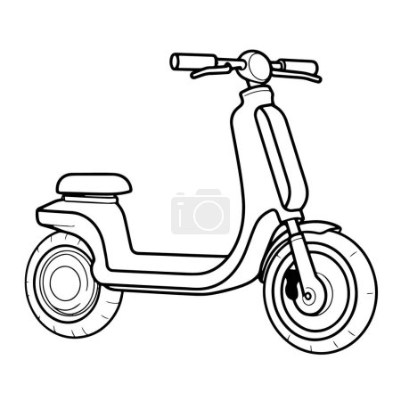 Illustration for Vector illustration featuring an outline icon of a sleek scooter. - Royalty Free Image