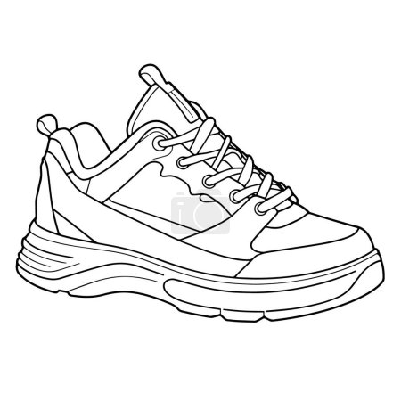 Trendy sneaker outline vector for fashion and sporty projects.