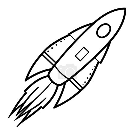 Dynamic rocket launching outline vector, perfect for futuristic and space-themed projects.