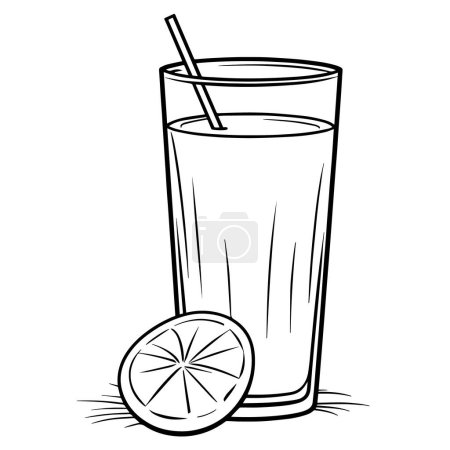 Ilustración vectorial de un elegante icono de cristal de zumo de naranja.