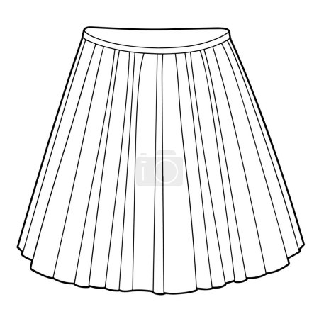 Simple and elegant outline vector icon depicting a pleated skirt, perfect for various graphic design applications.