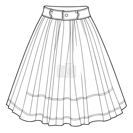 Icono de vector de contorno simple y elegante que representa una falda plisada, perfecto para diversas aplicaciones de diseño gráfico.