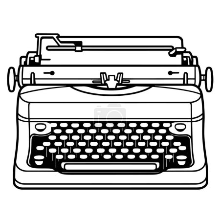 Simplified retro typewriter illustration for versatile usage in digital and print projects.