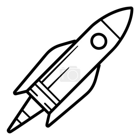 Simplified rocket illustration for versatile usage in digital and print projects.