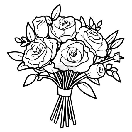 Illustration simplifiée de bouquet de roses pour une utilisation polyvalente dans les projets numériques et d'impression.
