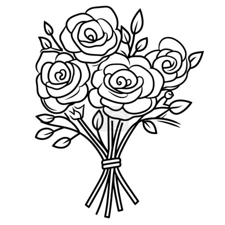 Ilustración simplificada del ramo de rosas para un uso versátil en proyectos digitales e impresos.