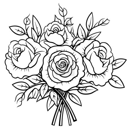 Illustration simplifiée de bouquet de roses pour une utilisation polyvalente dans les projets numériques et d'impression.