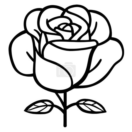 Simplified rose illustration for versatile usage in digital and print projects.