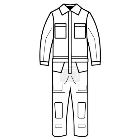 contour robuste des vêtements de travail de sécurité au format vectoriel, parfait pour les graphiques de sécurité sur le lieu de travail.