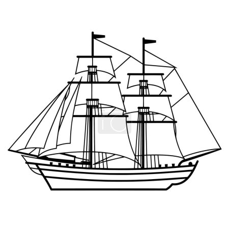 Anmutige Umrisse von Segelschiffen im Vektorformat, perfekt für nautische Grafiken.