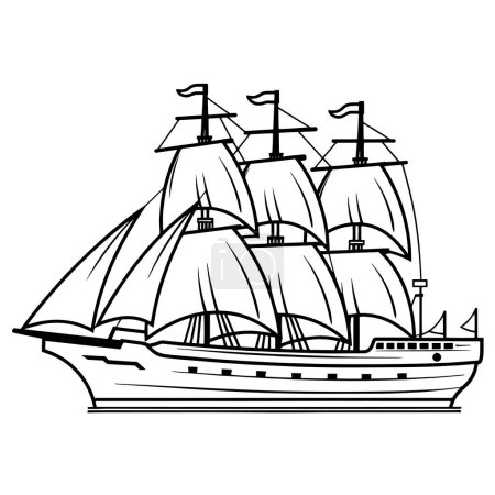 Anmutige Umrisse von Segelschiffen im Vektorformat, perfekt für nautische Grafiken.