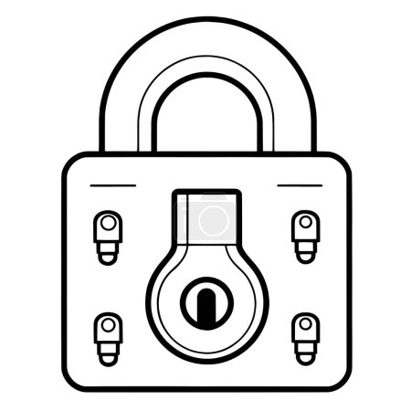 Illustration for Sturdy secured lock outline in vector format, ideal for safety graphics. - Royalty Free Image
