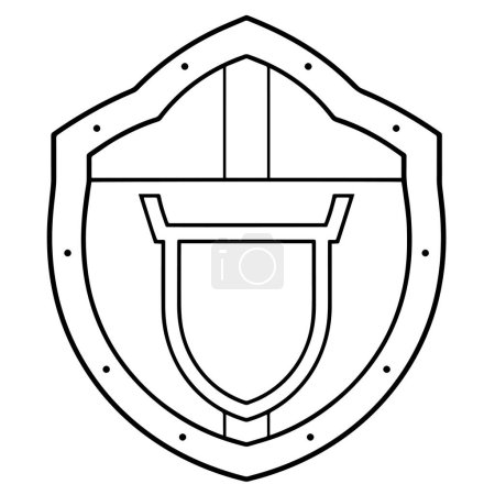 Illustration for Sturdy shield outline in vector format, ideal for protection graphics. - Royalty Free Image