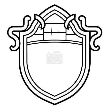 Illustration for Sturdy shield outline in vector format, ideal for protection graphics. - Royalty Free Image