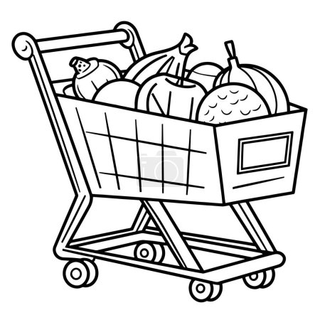 Ilustración de Esquema simplificado de un icono de carrito de compras, ideal para plataformas de compras en línea. - Imagen libre de derechos