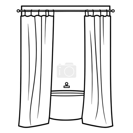 Vereinfachte Umrisse eines Duschvorhangsymbols, geeignet für Innenarchitekturkonzepte.