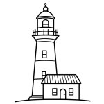 Clean outline illustration of a tower lighthouse, perfect for nautical logos.