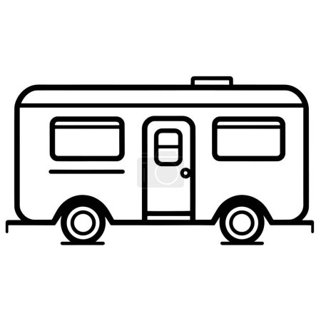 Clean outline illustration of a trailer house, perfect for camping logos.